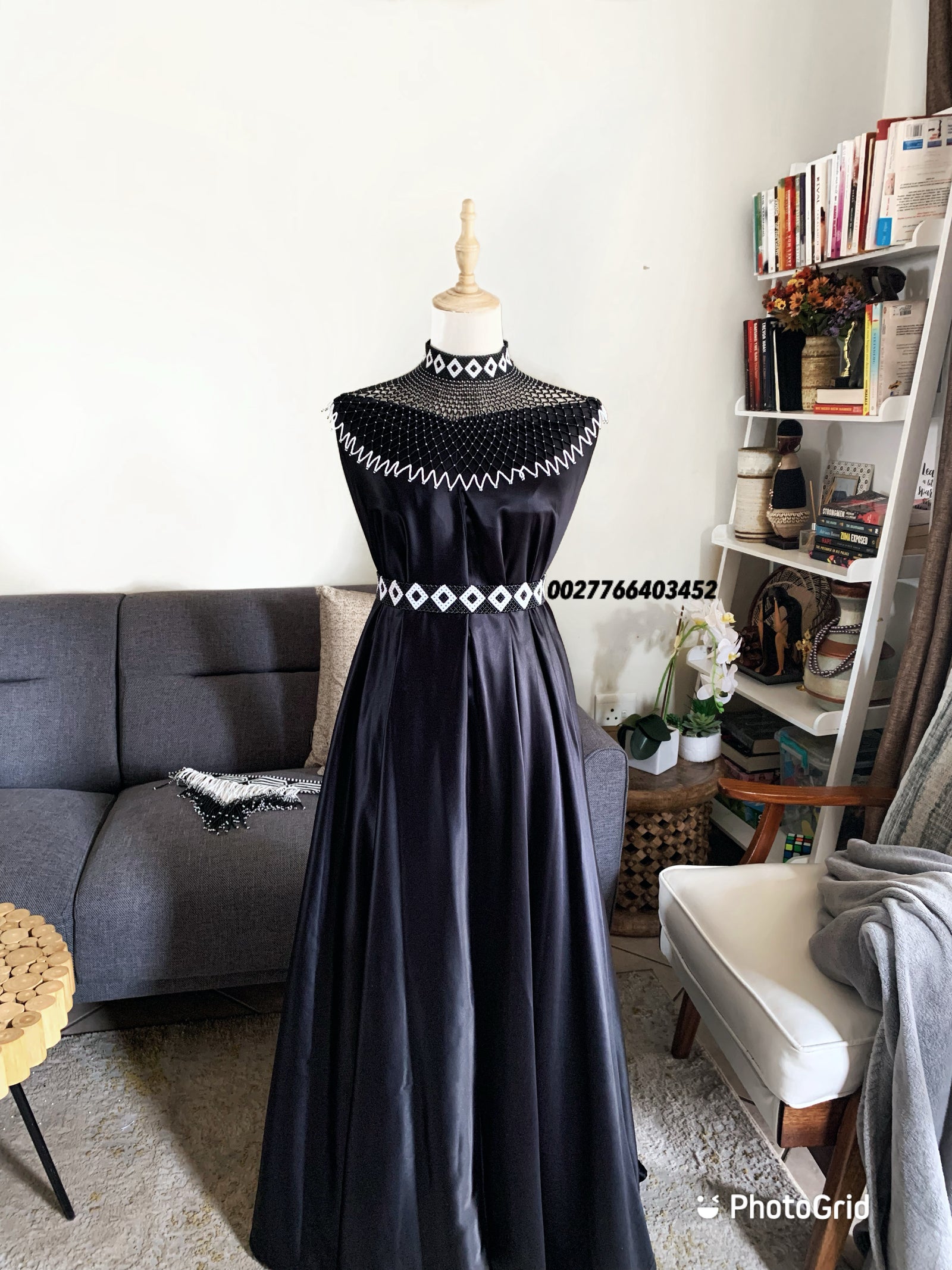 Zulu beaded belt in black and white