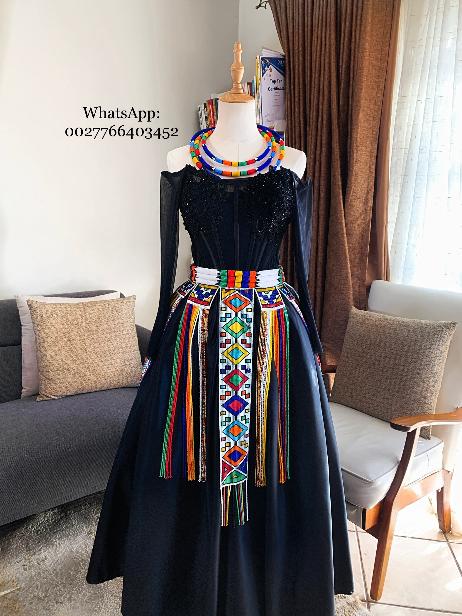 Black ball gown corset with matching skirt and necklace