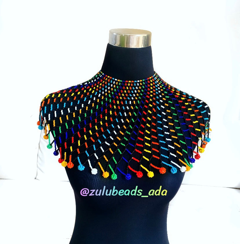 Zulu beaded rainbow necklace in Candy