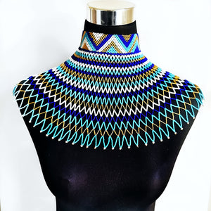 Zulu Beaded Choker Cape Necklace in Alternate Colours