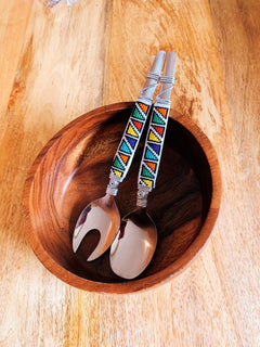 2x Beaded Salad Servers set - Zulubeads Ada