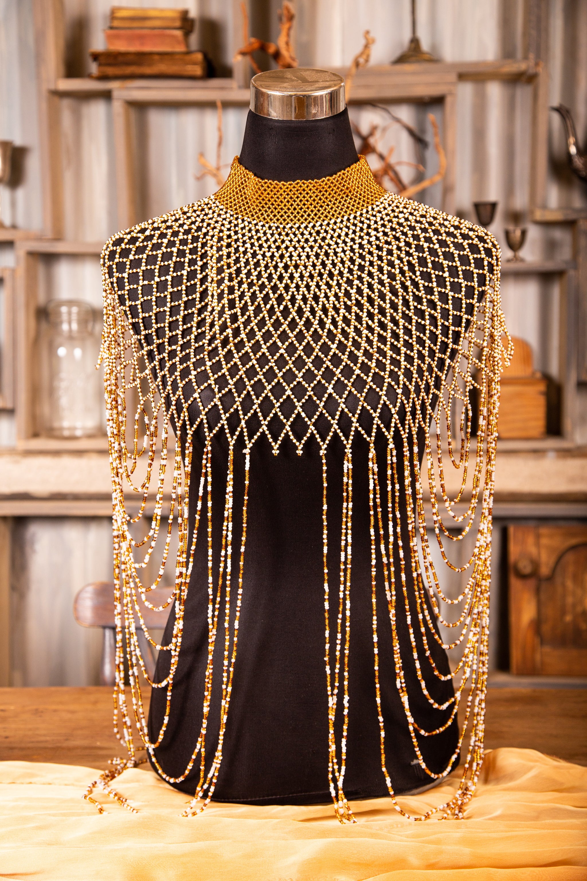 Zulu Beaded Dress Necklace With Tassels (Dr. India) - Zulubeads Ada Zulu Beaded Dress Necklace With Tassels (Dr. India) - Zulubeads Ada