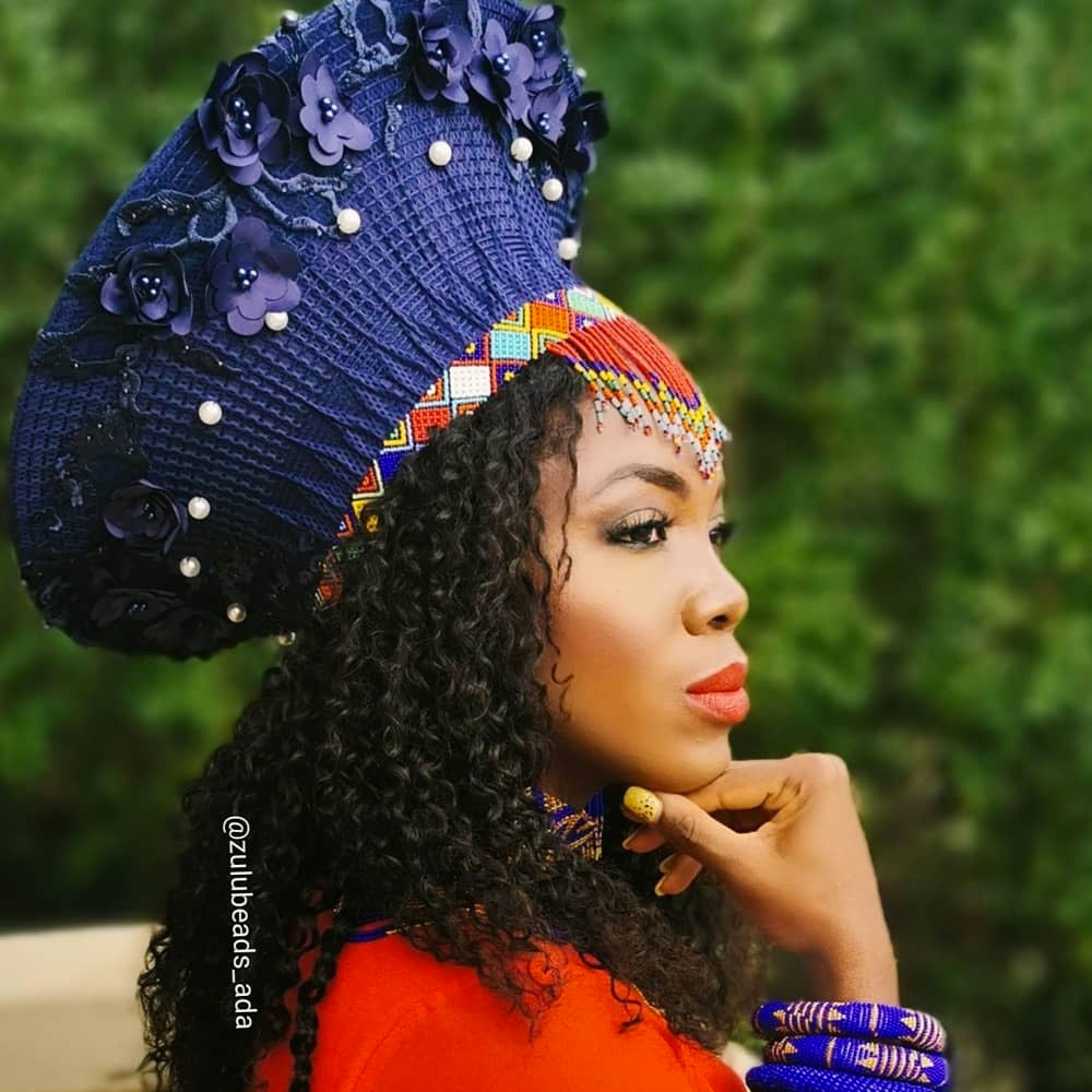 帽子 if six was nine LACE CAP with gold beads Large Zulu Hat With Lace + Beadwork - Zulubeads Ada