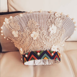 Large Zulu Hat With Lace + Beadwork