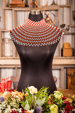 Zulu Beaded Bib Necklace Size  Large (Bettine)