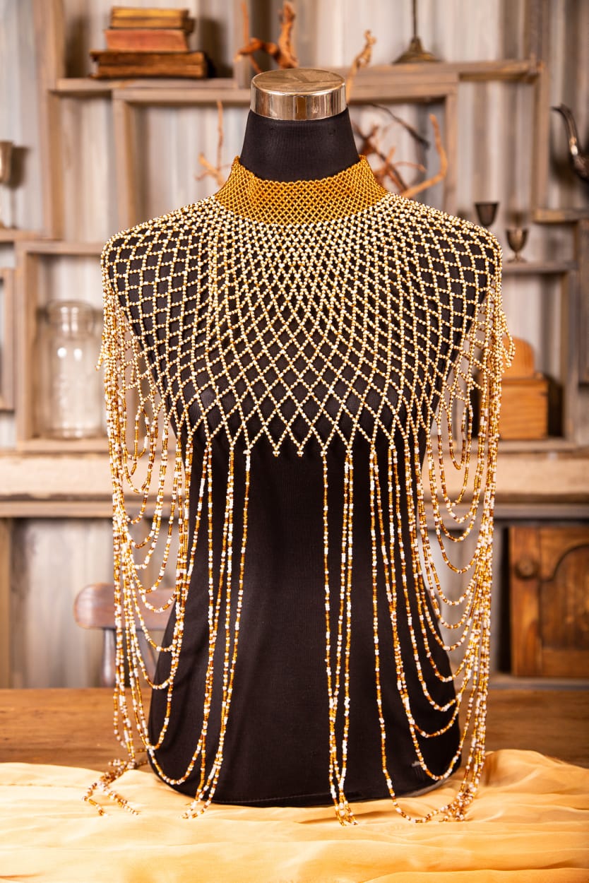 Zulu Beaded Dress Necklace With Tassels (Dr. India) - Zulubeads Ada Zulu Beaded Dress Necklace With Tassels (Dr. India) - Zulubeads Ada