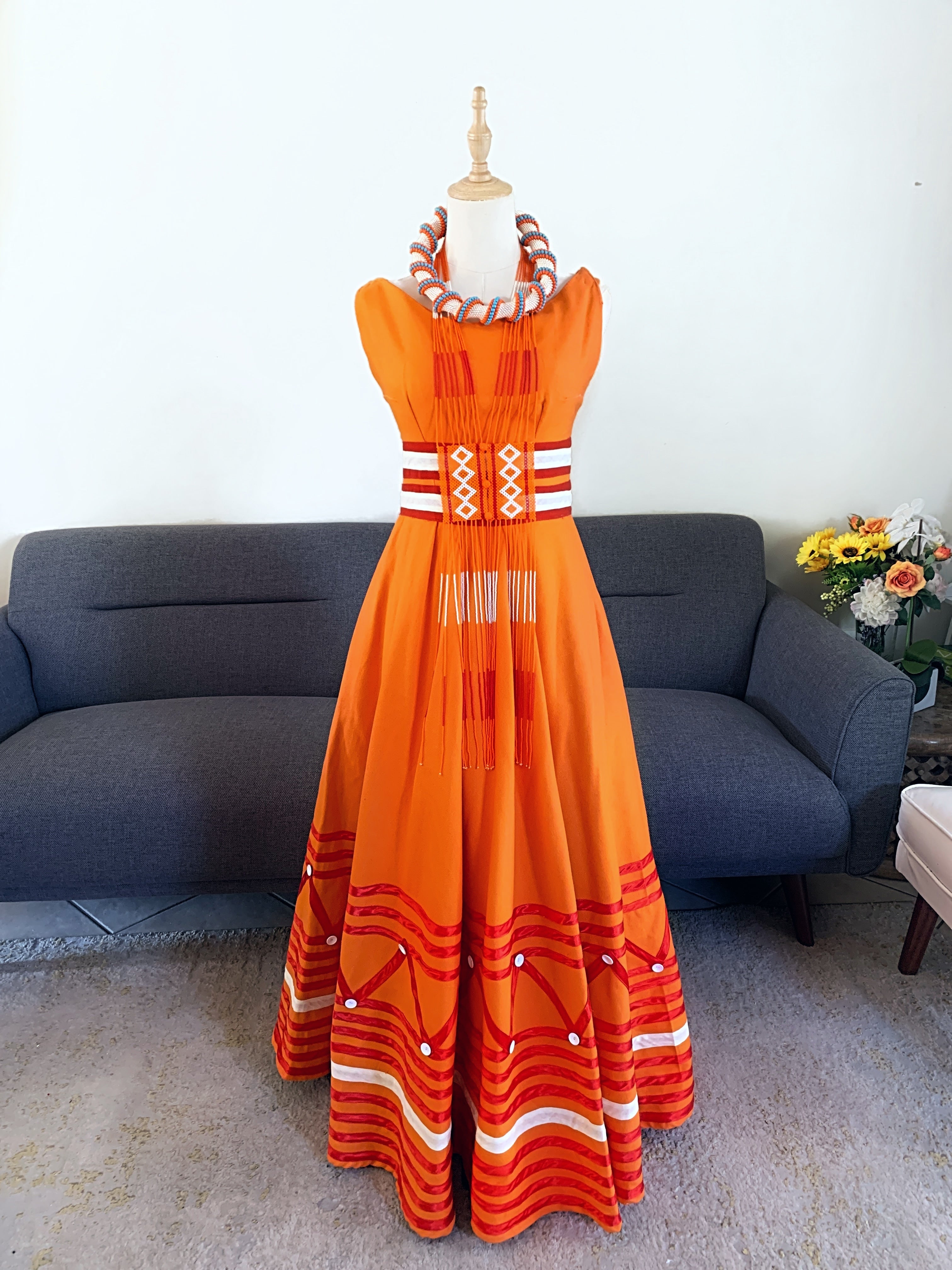 Xhosa dress and necklace set - Zulubeads Ada Xhosa dress and necklace set - Zulubeads Ada